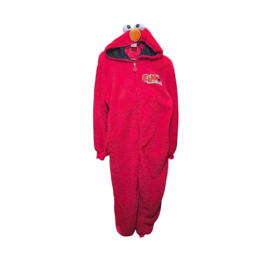 Sesame Street Elmo Adult Costume Hooded Zip Up Onesie One Size Red